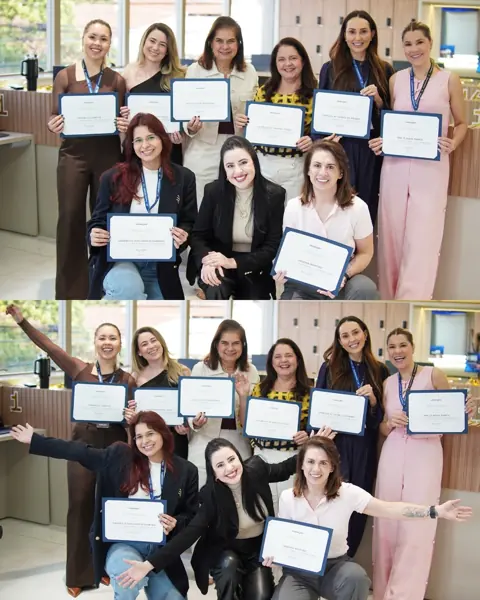 Registro 8 de alunos e professores em uma turma presencial da EME Academy