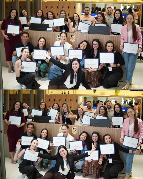 Registro 9 de alunos e professores em uma turma presencial da EME Academy