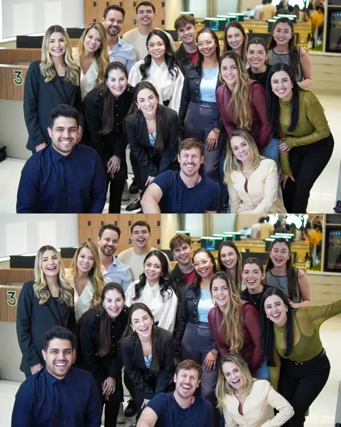 Registro 10 de alunos e professores em uma turma presencial da EME Academy